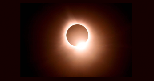 Moon eclipses the sun during total solar eclipse across