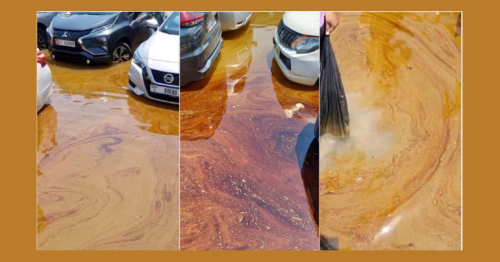 Oil slick near cars in flooded areas add to residents'