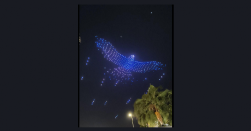 Driverless car, giant falcon at drone show in Abu Dhabi's