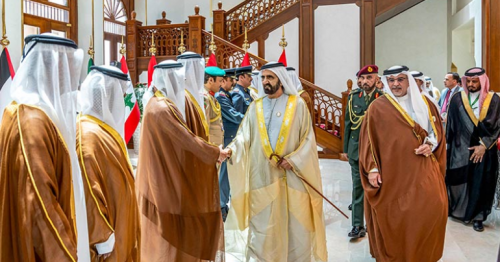 Sheikh Mohammed and Sheikh Mansour arrive in Manama for