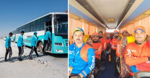 Dubai delivery riders pray, watch movies inside